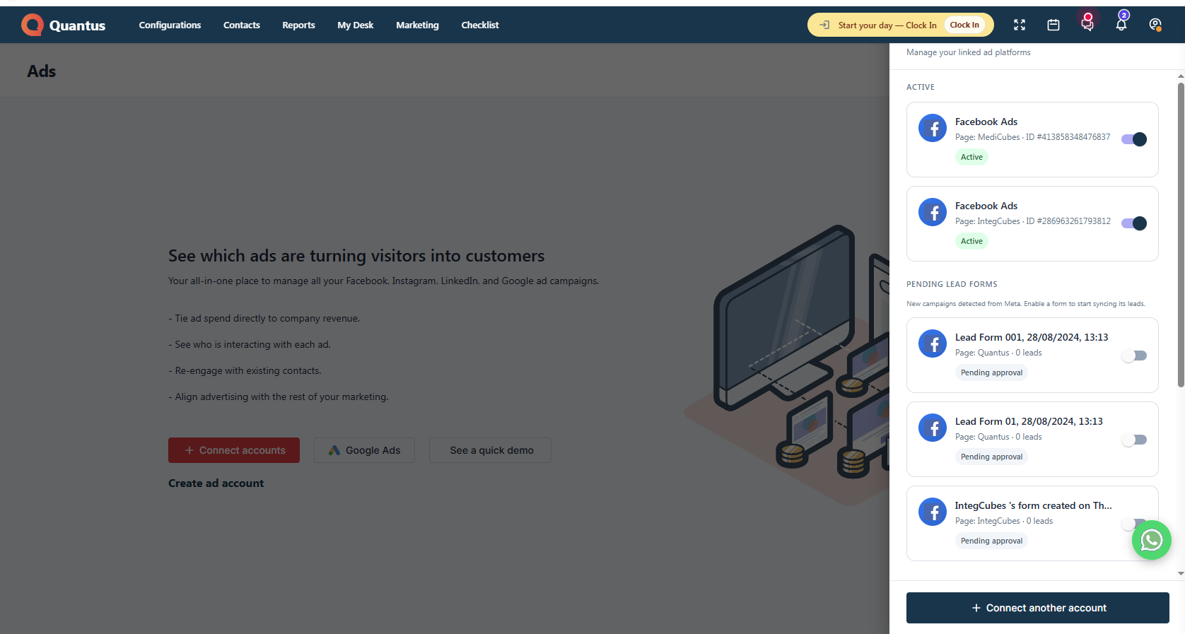 Lead capture from every channel screen in Quantus Quantus CRM